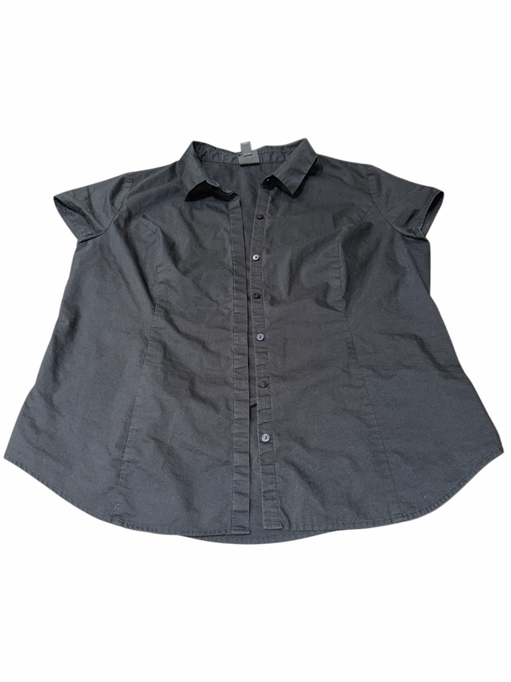 Worthington Black Short-Sleeve Button-Down Shirt